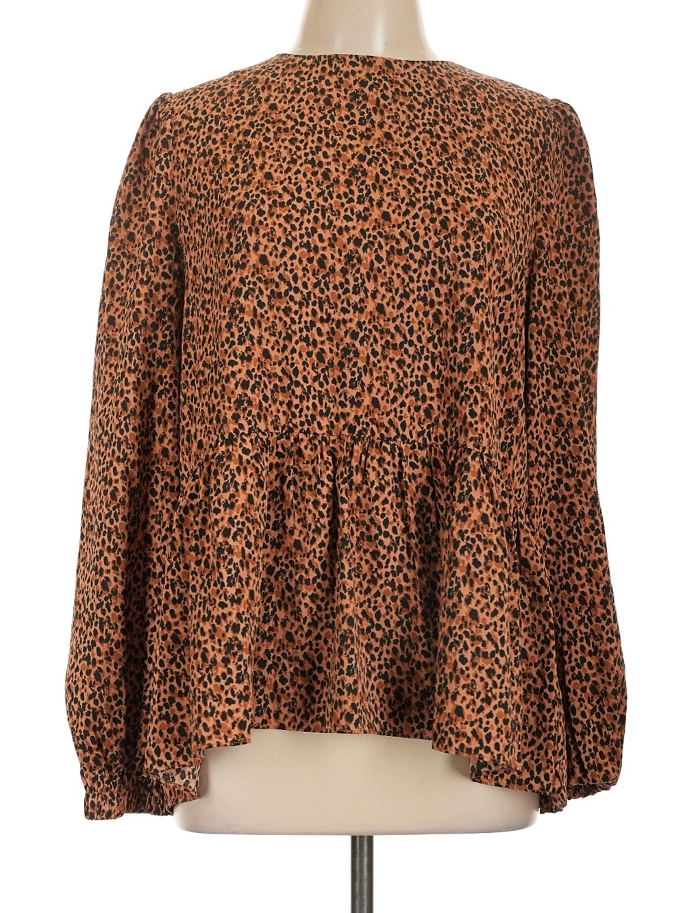 Tuckernuck Pomander Place Leopard Carlota Peplum Blouse Size L Animal Print